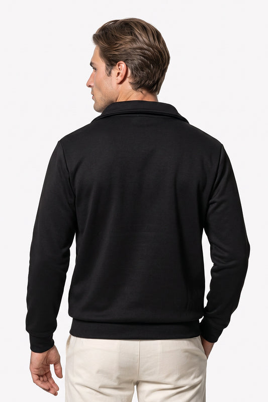 Men's Winter Warm Fleece Lined Quarter Zip Sweatshirt with Stand Collar