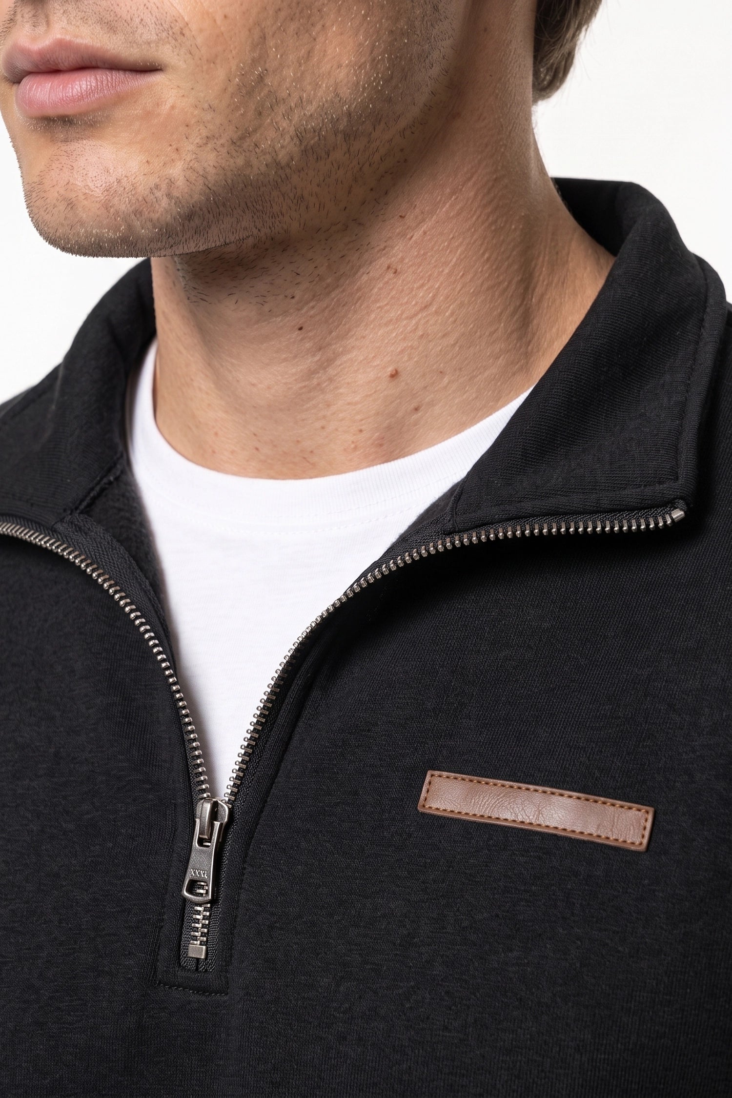 Men's Winter Warm Fleece Lined Quarter Zip Sweatshirt with Stand Collar