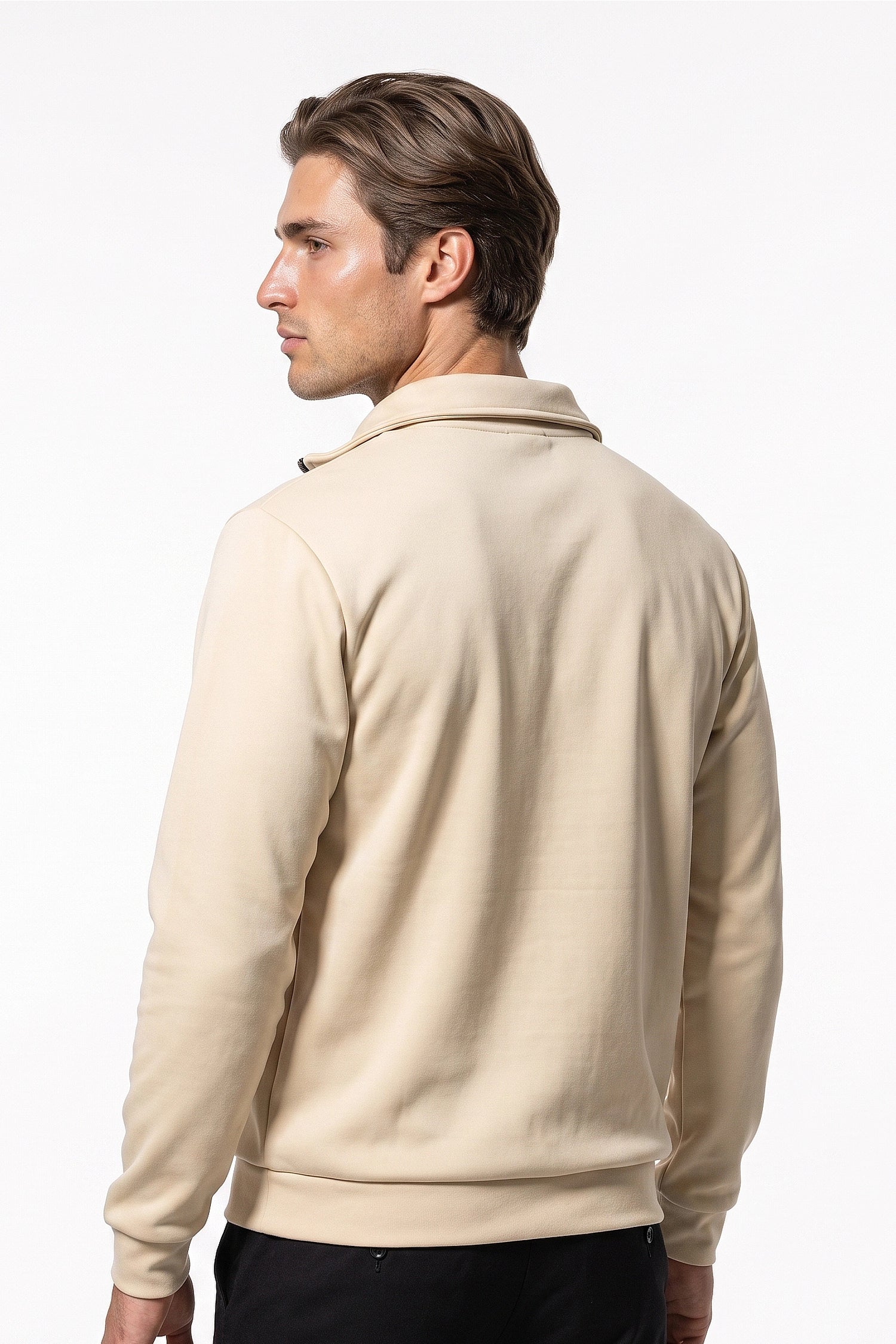 Men's Winter Warm Fleece Lined Quarter Zip Sweatshirt with Stand Collar
