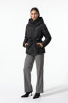 Women's Winter Warm Hooded Puffer Jacket with Belted Waist