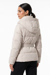 Women's Winter Warm Hooded Puffer Jacket with Belted Waist