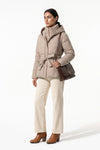 Women's Winter Warm Hooded Puffer Jacket with Belted Waist