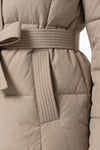 Women's Winter Warm Hooded Puffer Jacket with Belted Waist