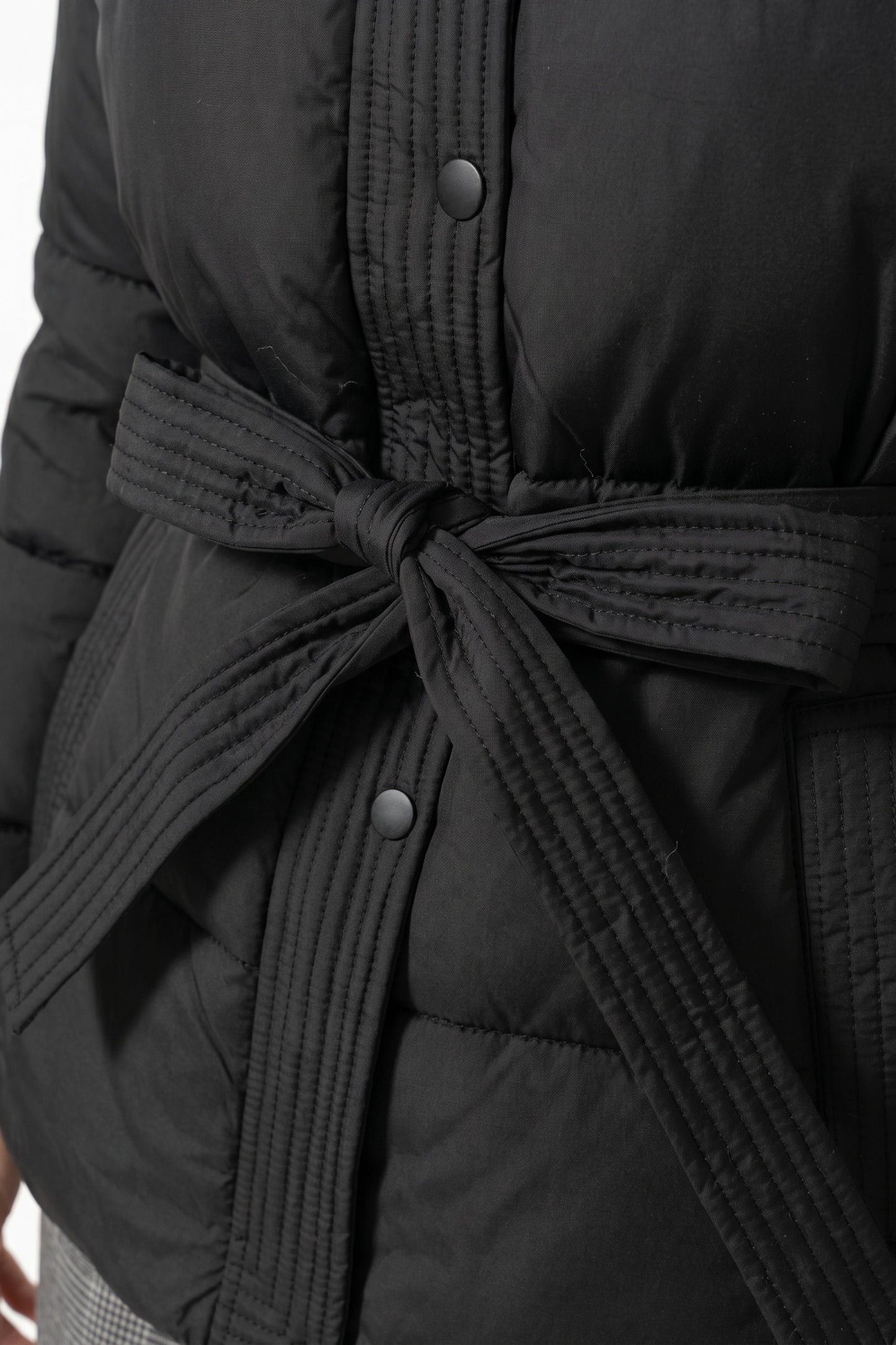 Women's Winter Warm Hooded Puffer Jacket with Belted Waist