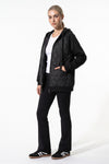 Women's Winter Warm Hooded Diamond Quilted Jacket with Soft Knit Sleeves