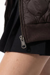 Women's Winter Warm Hooded Diamond Quilted Jacket with Soft Knit Sleeves