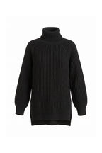 Women's Winter Warm Knitted Jumper with Roll Neck and Side Splits