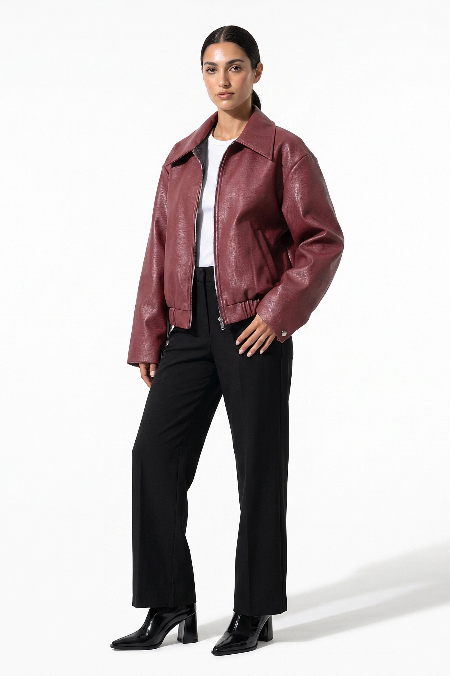 Women's Winter Versatile Oversized Faux Leather Jacket