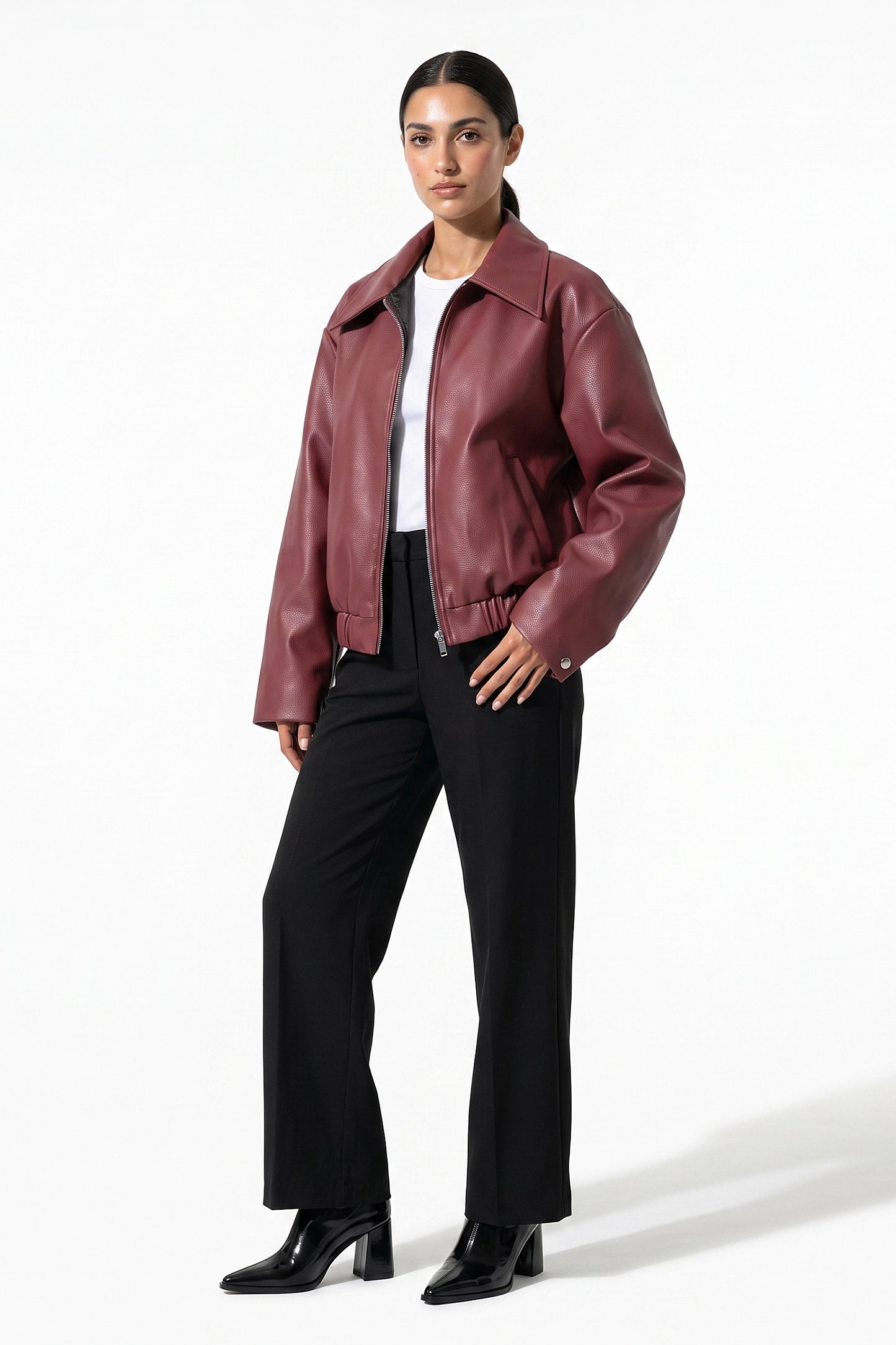 Women's Winter Versatile Oversized Faux Leather Jacket