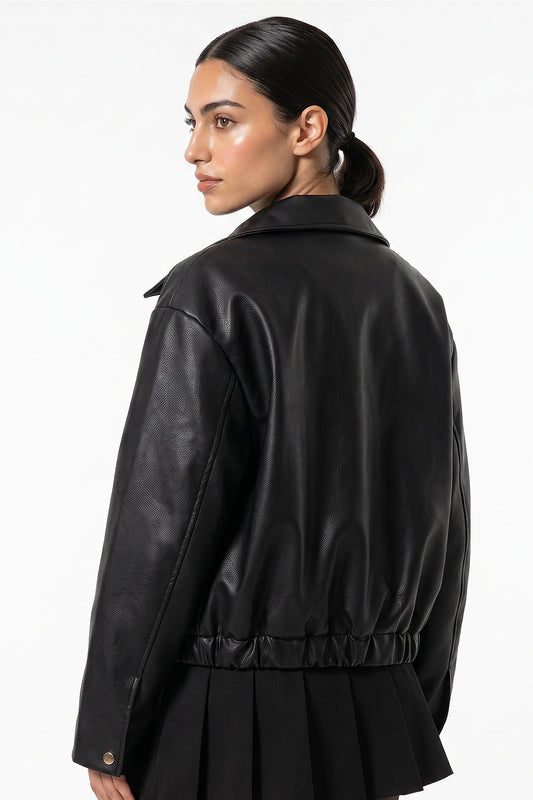 Women's Winter Versatile Oversized Faux Leather Jacket