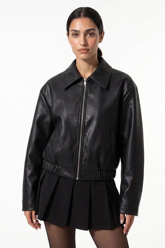 Women's Winter Versatile Oversized Faux Leather Jacket