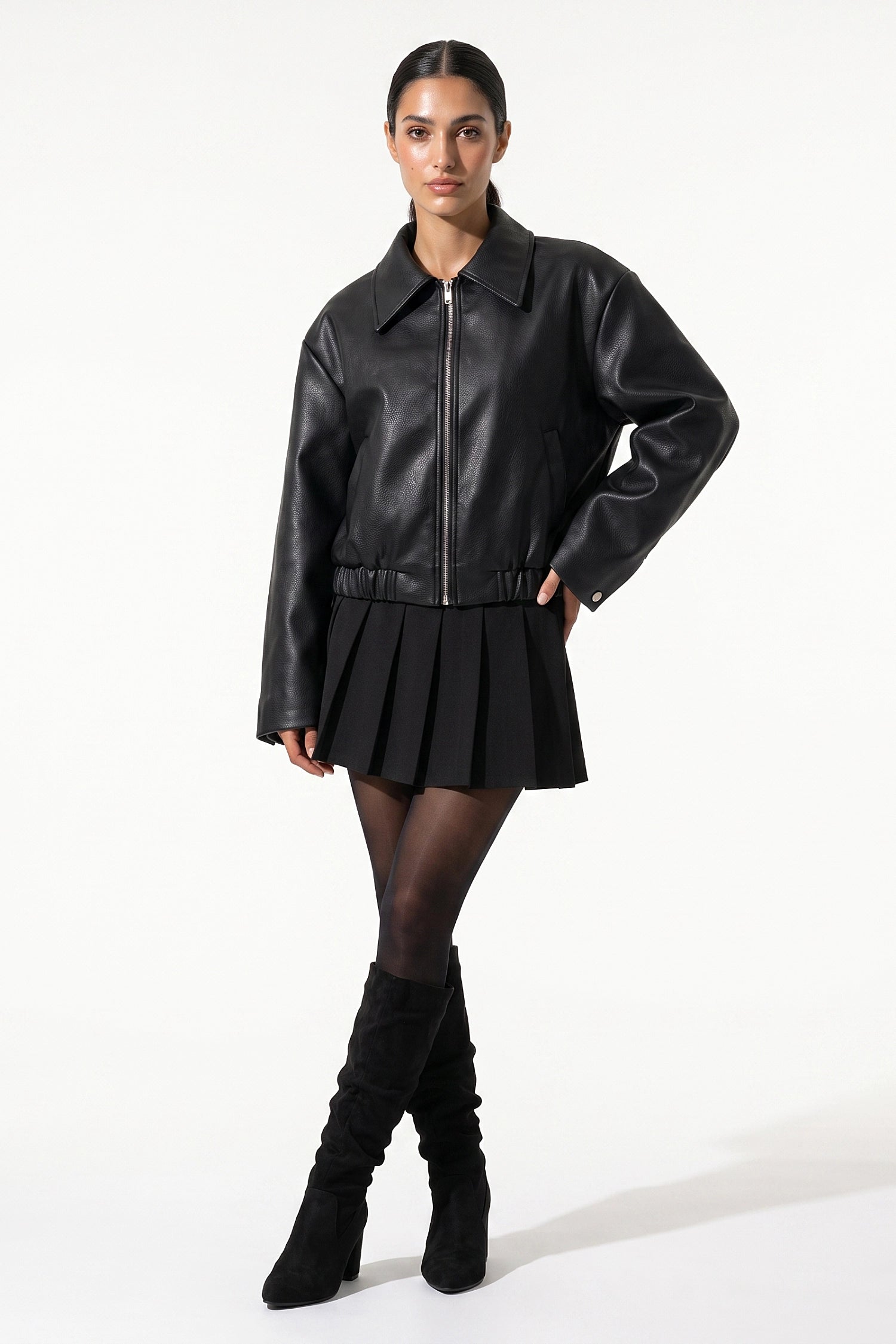 Women's Winter Versatile Oversized Faux Leather Jacket