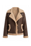 Women’s Winter Warm Faux Fur Jacket in Leather Aviator Style