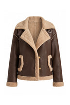 Women’s Winter Warm Faux Fur Jacket in Leather Aviator Style