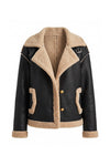 Women’s Winter Warm Faux Fur Jacket in Leather Aviator Style