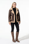 Women’s Winter Warm Faux Fur Jacket in Leather Aviator Style