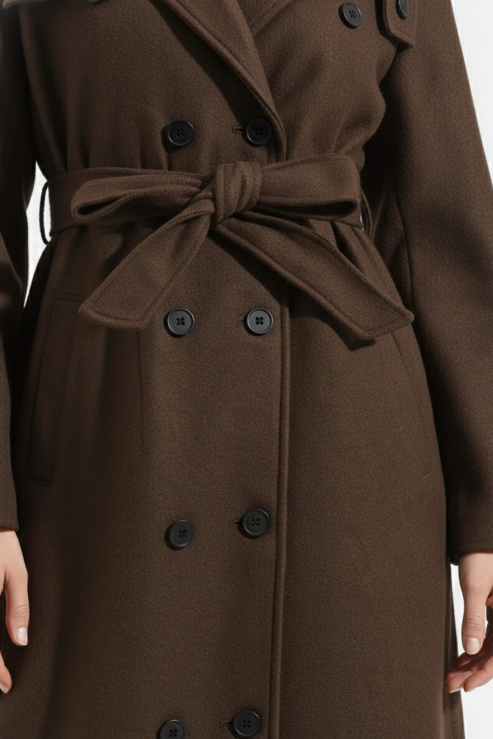Caurelle | Women’s Belted Double-Breasted Long Coat