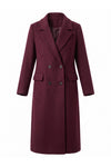 Women’s Winter Warm Long Coat with Double Breasted Front and Notched Lapel