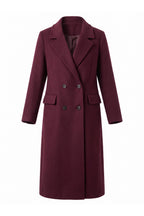 Women’s Winter Warm Long Coat with Double Breasted Front and Notched Lapel