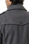 Men’s Winter Warm Mid Length Wool Coat with Layered Zip Front and Stand Collar