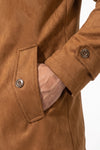 Men’s Winter Warm Mid Length Wool Coat with Layered Zip Front and Stand Collar