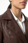Women’s Winter Warm Leather Coat with Belted Waist