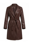 Women’s Winter Warm Leather Coat with Belted Waist