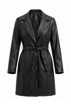 Women’s Winter Warm Leather Coat with Belted Waist