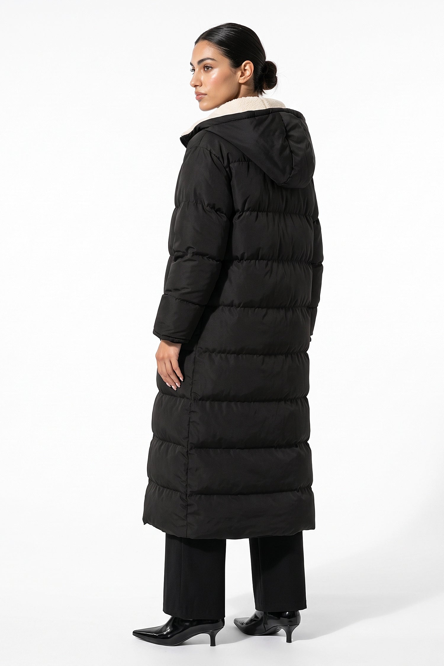 Women’s Winter Warm Longline Fleece Lined Puffer Coat with Hood