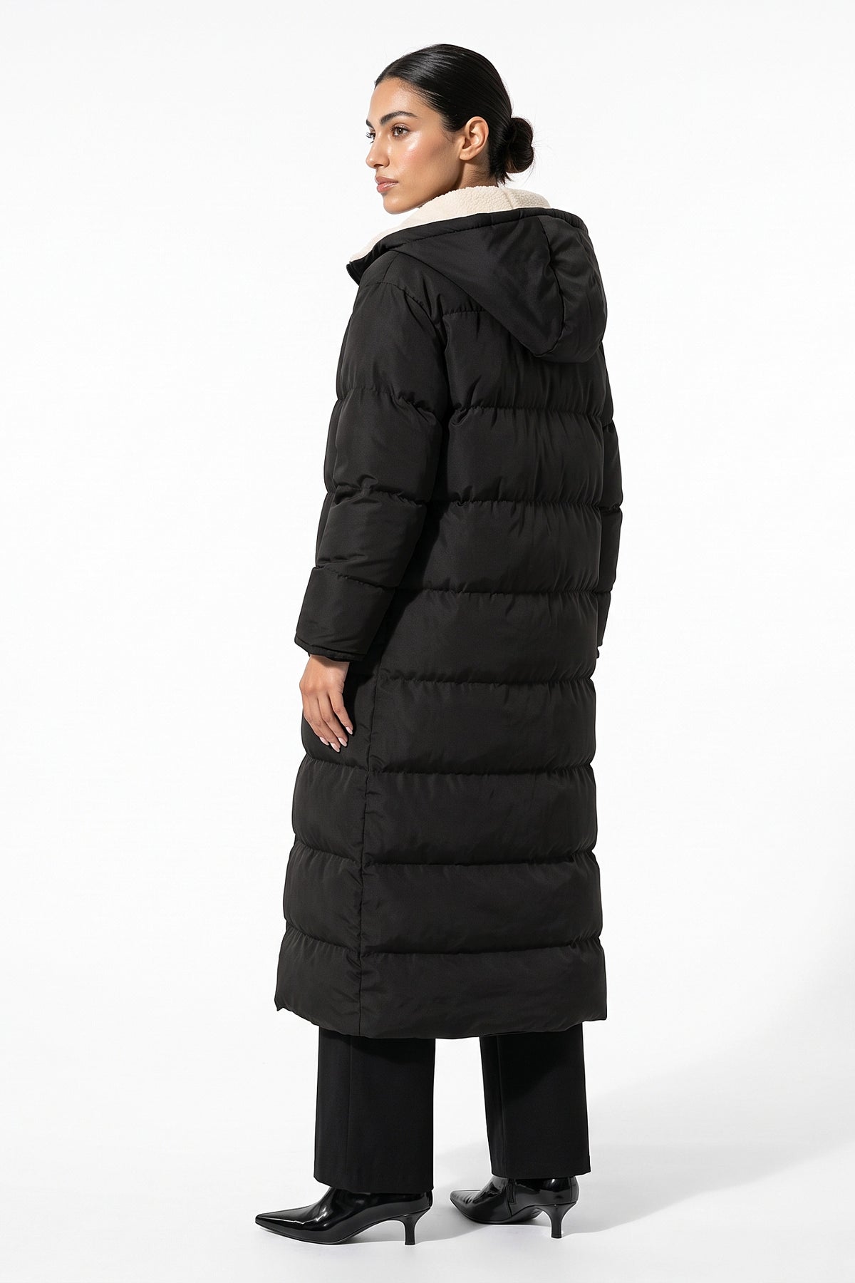 Women’s Winter Warm Longline Fleece Lined Puffer Coat with Hood