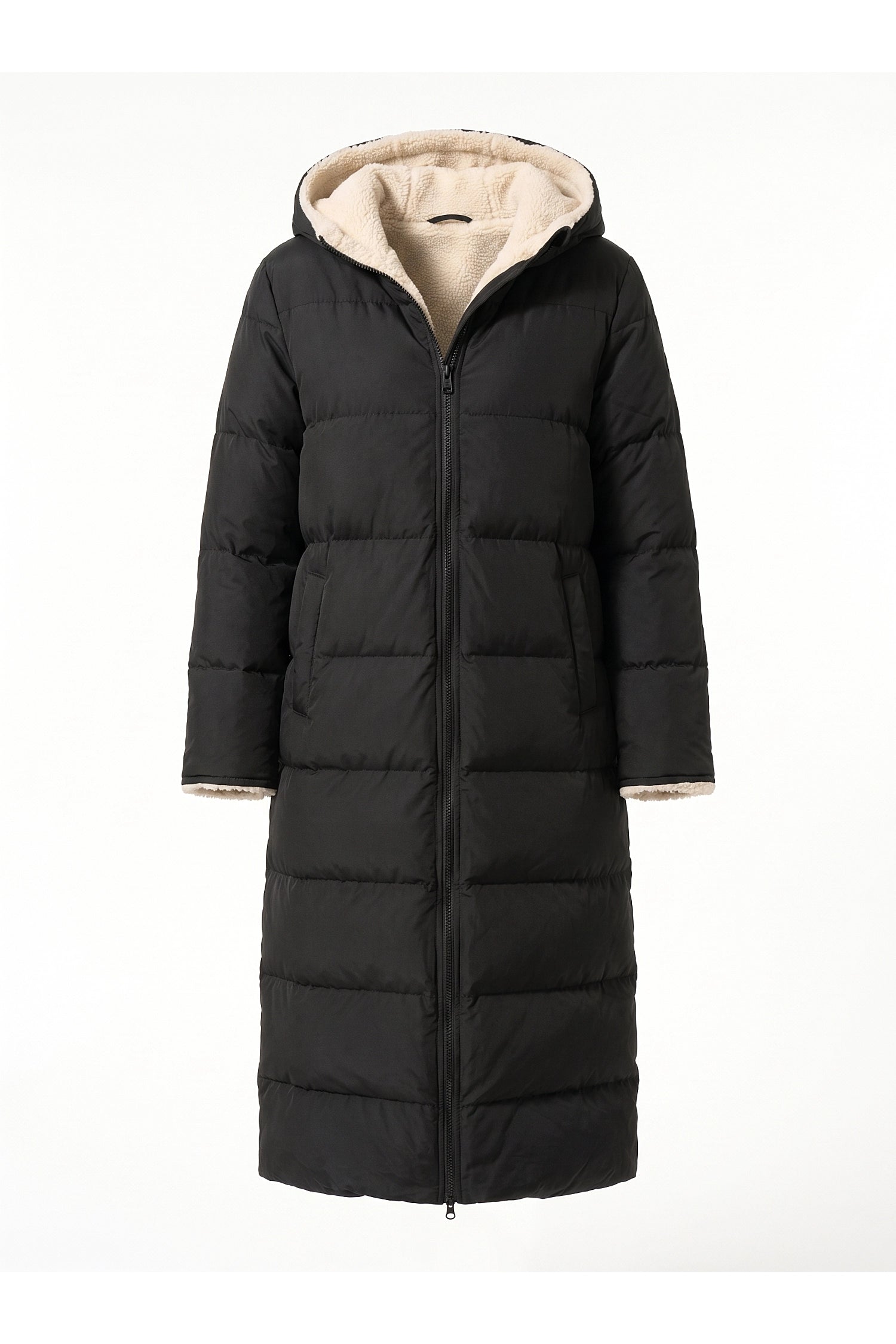 Women’s Winter Warm Longline Fleece Lined Puffer Coat with Hood