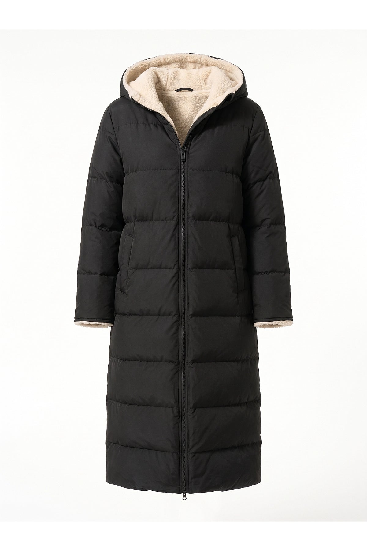 Women’s Winter Warm Longline Fleece Lined Puffer Coat with Hood