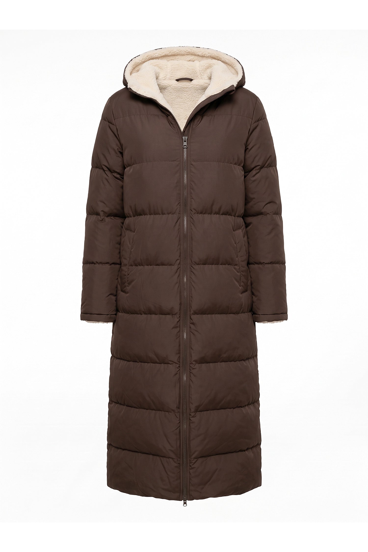 Women’s Winter Warm Longline Fleece Lined Puffer Coat with Hood