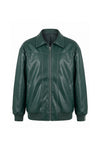 Women’s Winter Versatile Oversized Leather Jacket with Zip Up Front