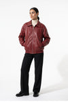 Women’s Winter Versatile Oversized Leather Jacket with Zip Up Front