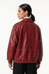 Women’s Winter Versatile Oversized Leather Jacket with Zip Up Front