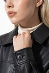 Women’s Winter Versatile Black Oversized Leather Jacket
