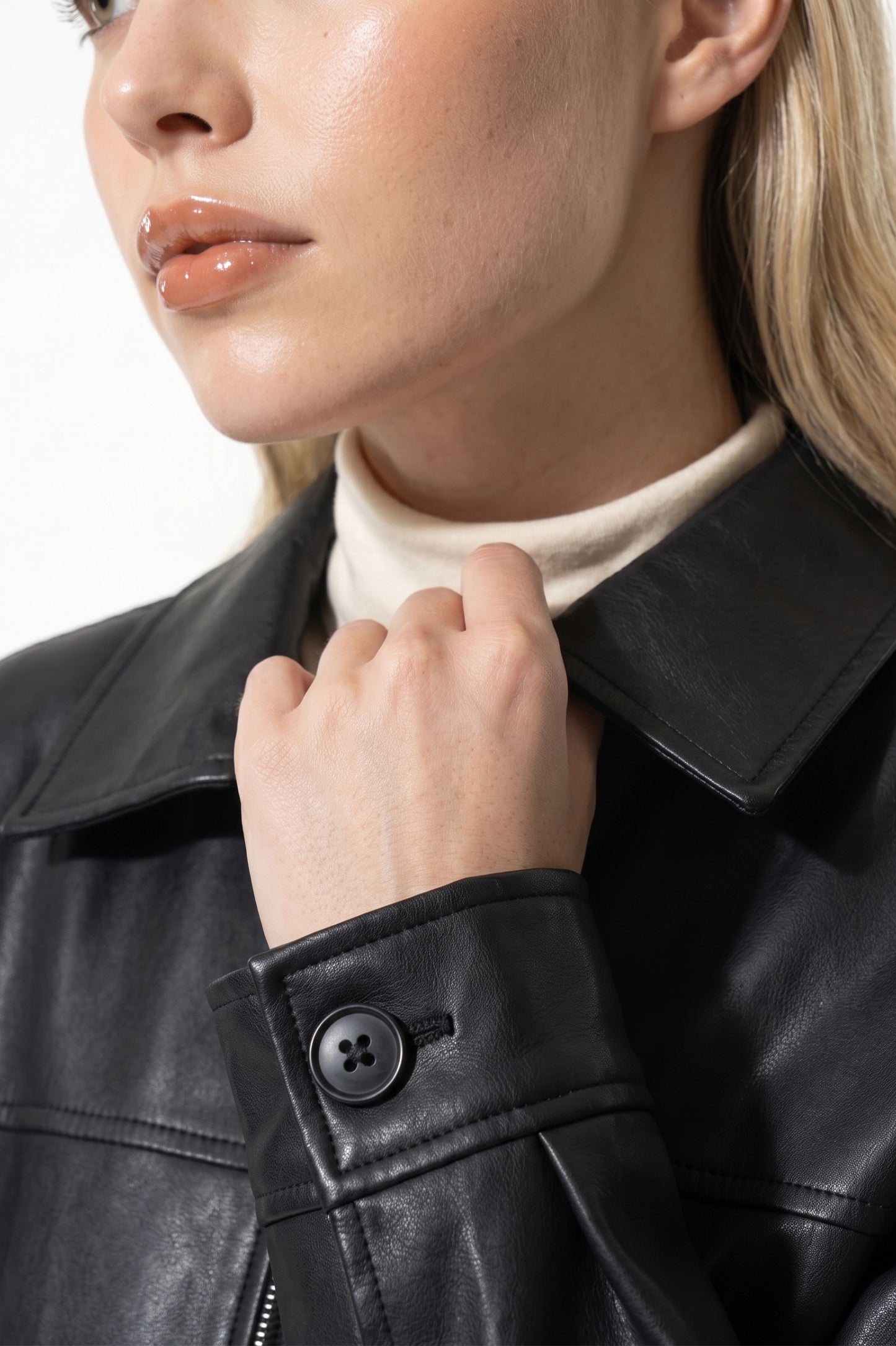 Women’s Winter Versatile Black Oversized Leather Jacket