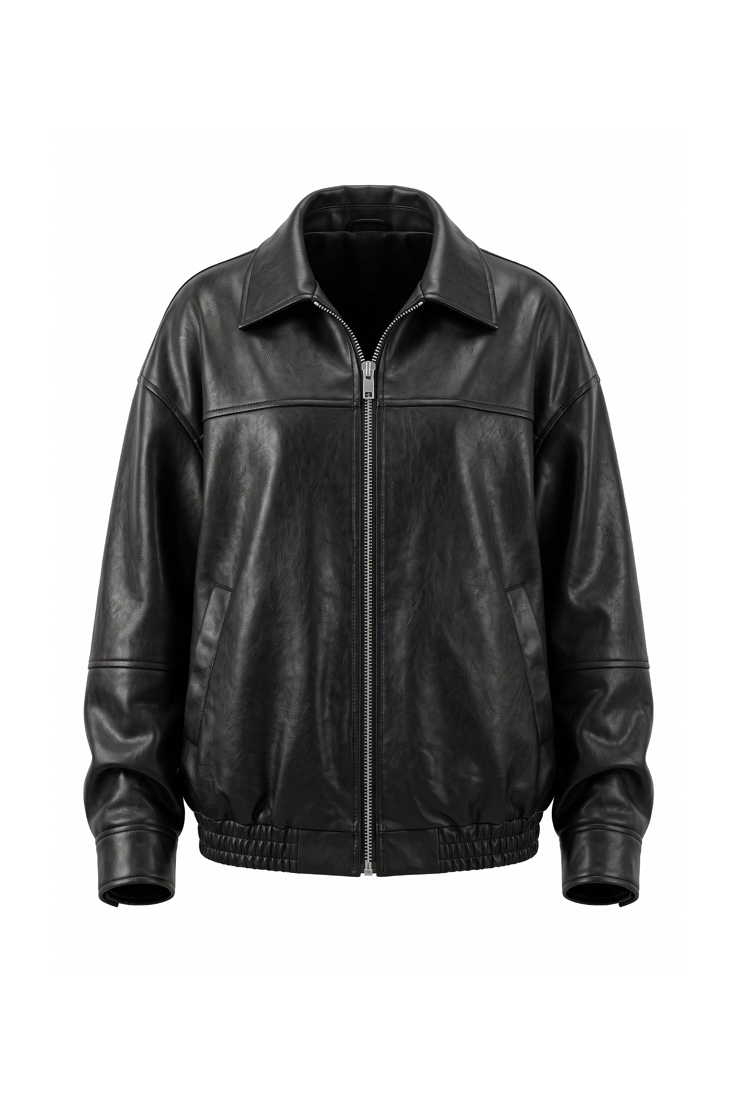 Women’s Winter Versatile Black Oversized Leather Jacket