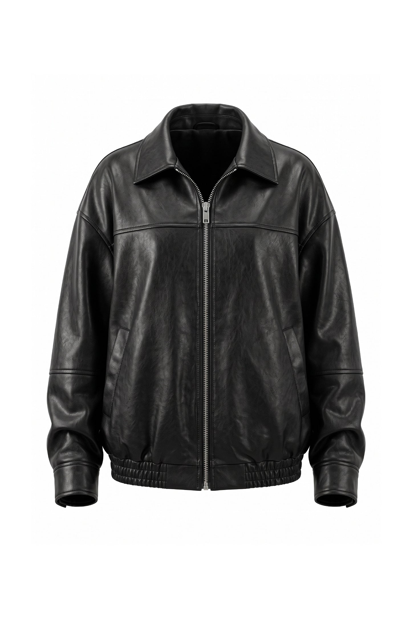 Women’s Winter Versatile Black Oversized Leather Jacket