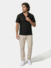 Caurelle | Men’s Jacquard Knit Cuban Collar Polo Shirt