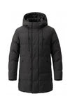 Men’s Winter Warm Longline Puffer Coat with Hood and Full Zip