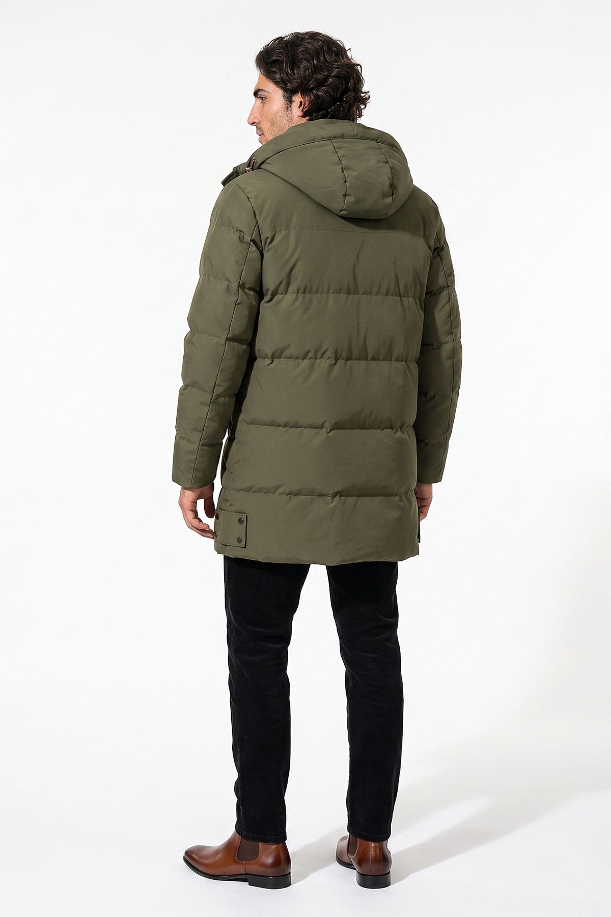 Men’s Winter Warm Longline Hooded Puffer Jacket