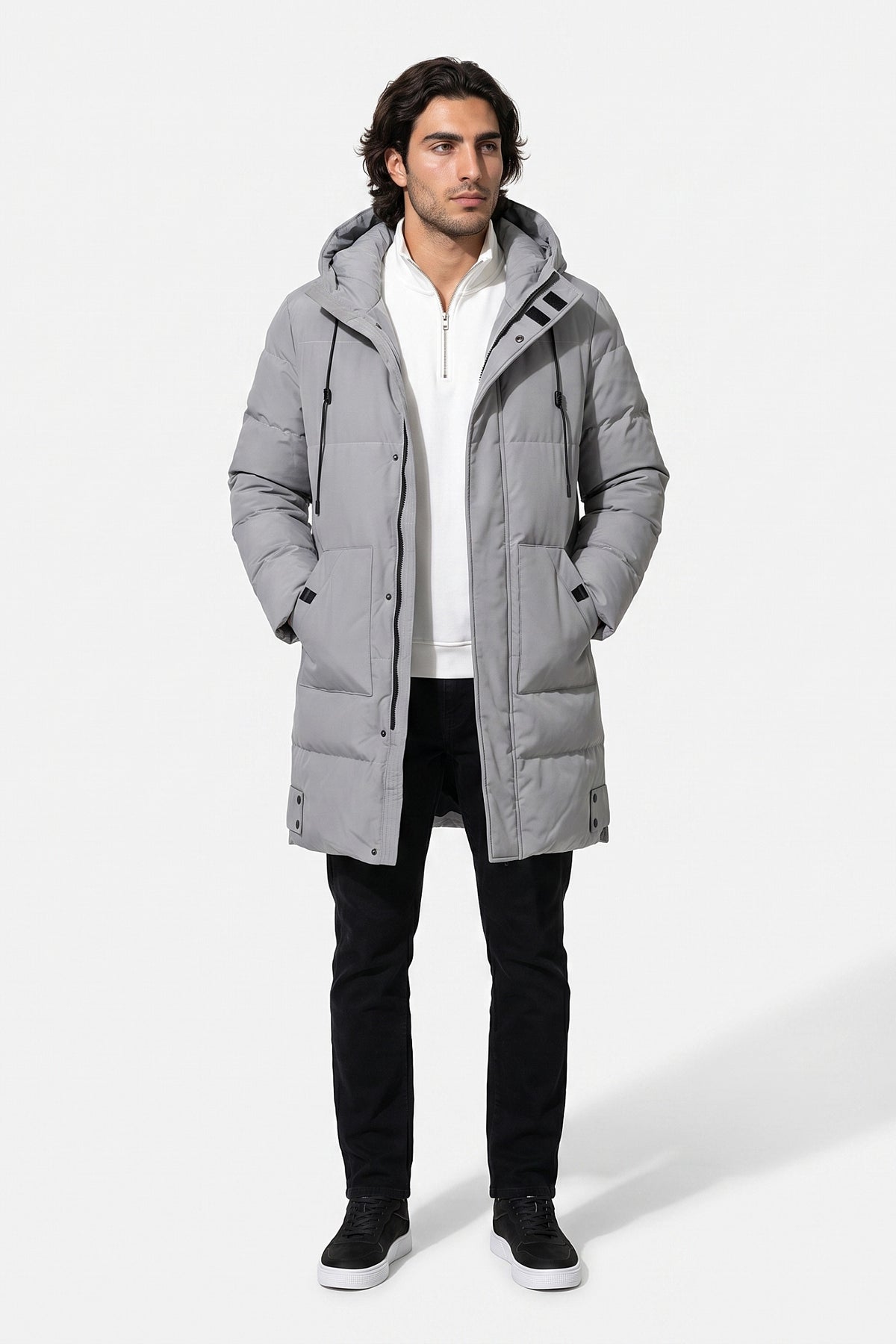 Men’s Winter Warm Longline Hooded Puffer Jacket