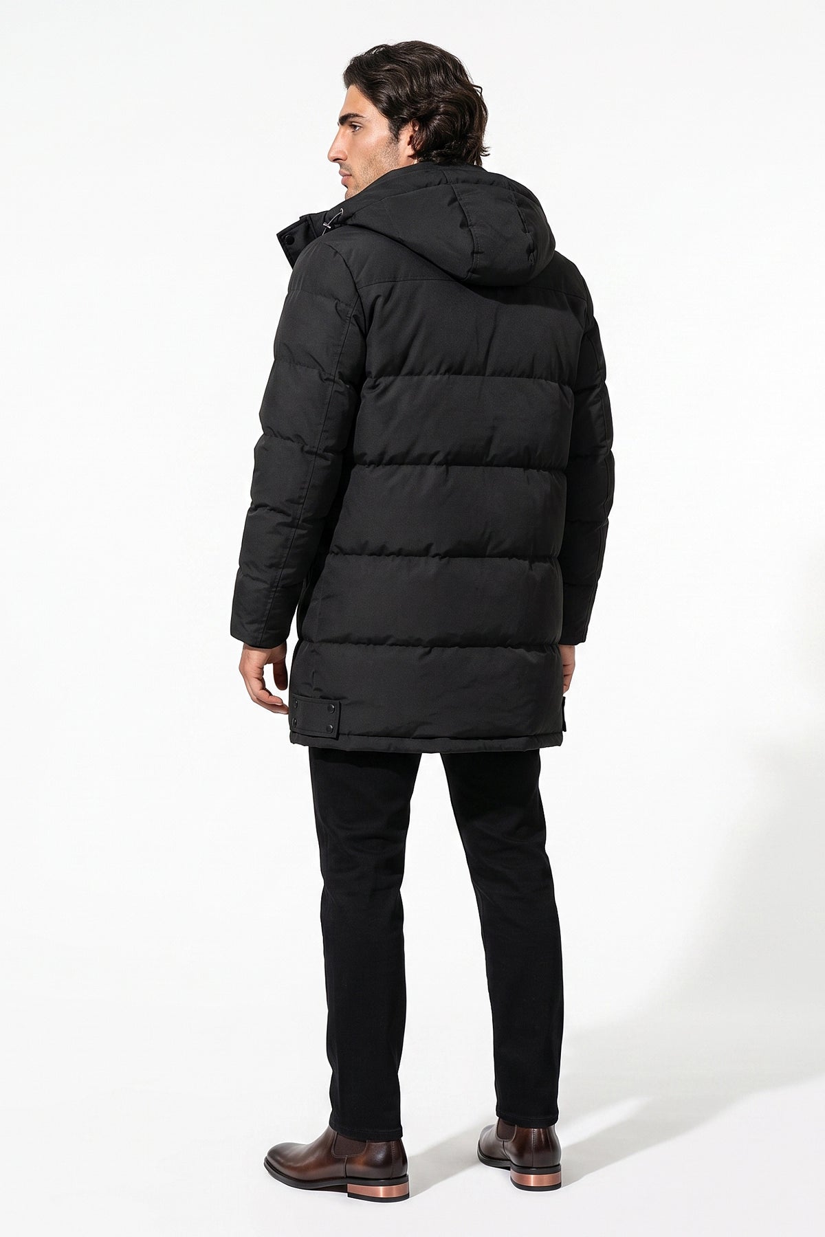Men’s Winter Warm Longline Hooded Puffer Jacket