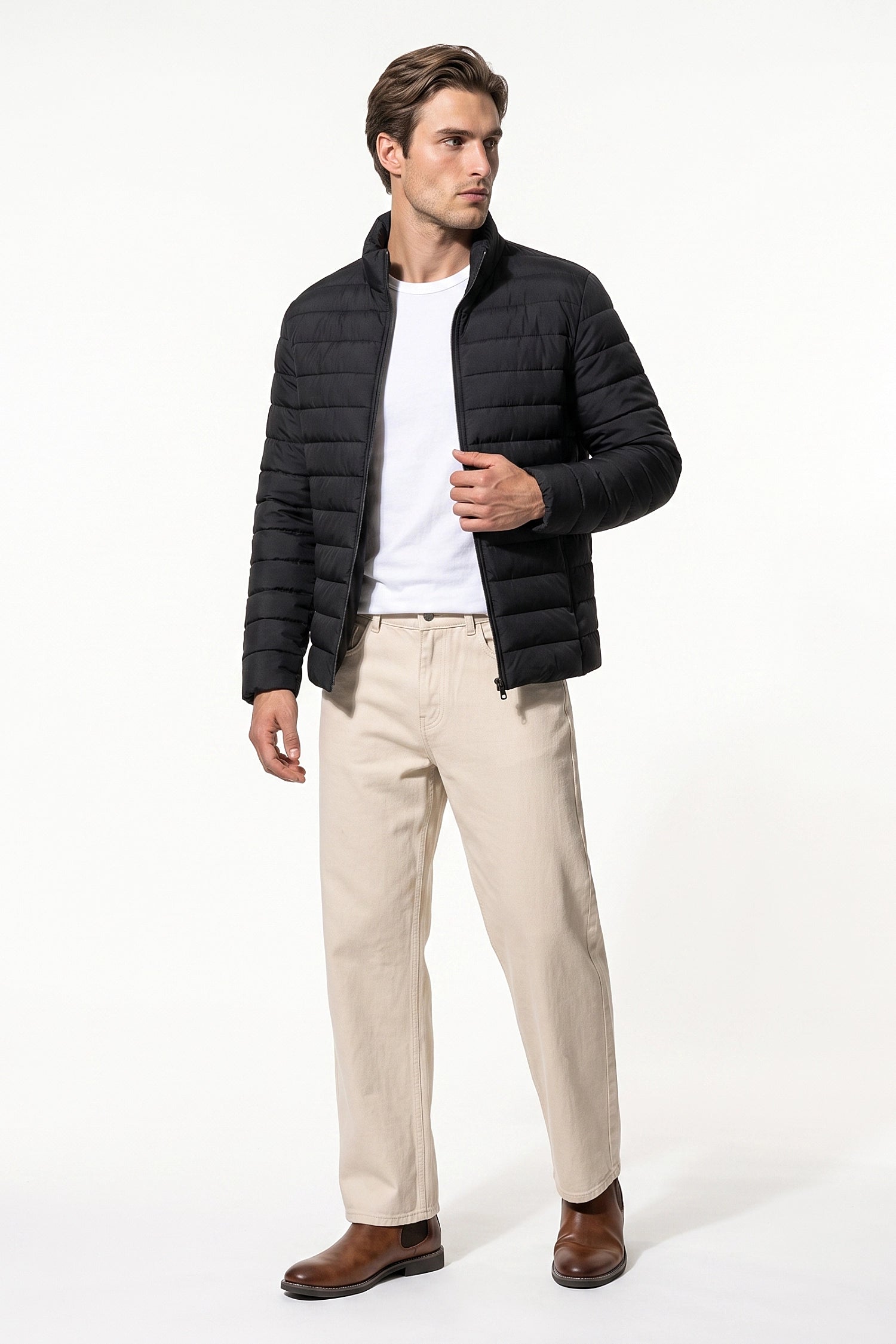 Men's Winter Lightweight Padded Black Puffer Jacket