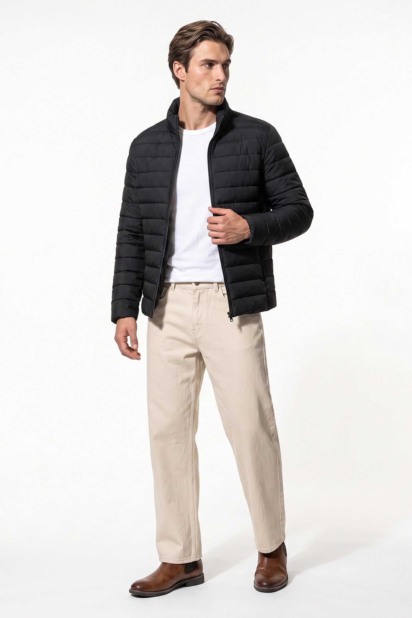 Men's Winter Lightweight Padded Black Puffer Jacket