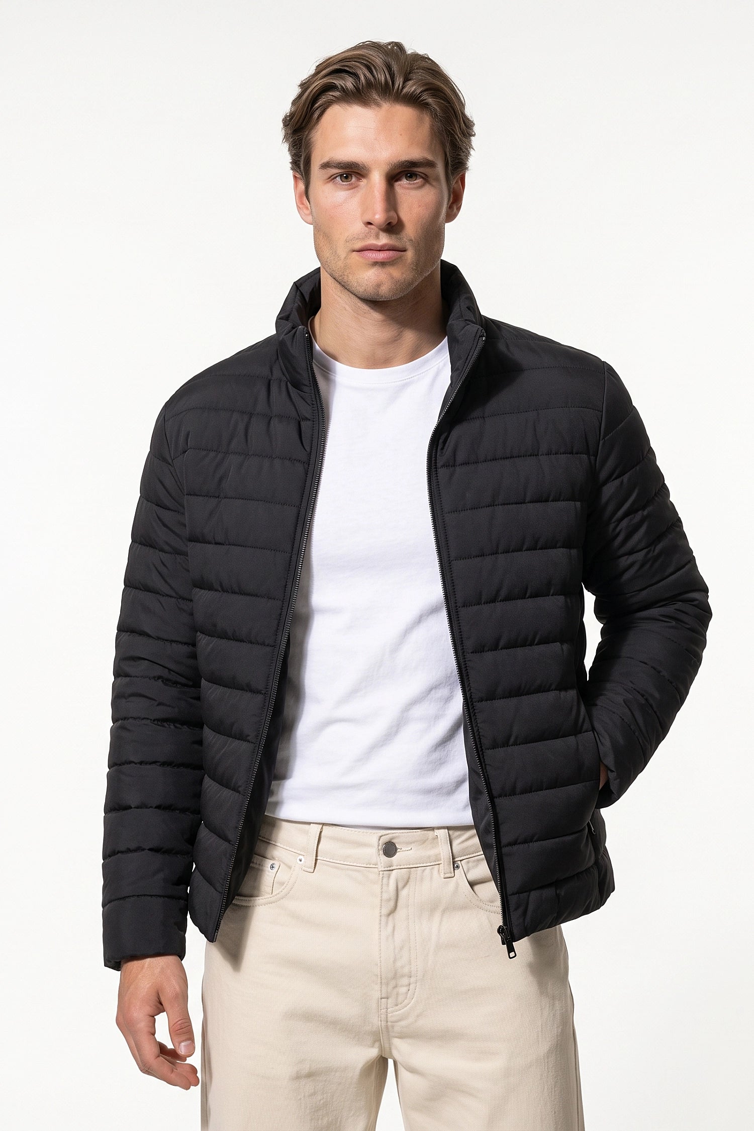 Men's Winter Lightweight Padded Black Puffer Jacket