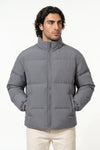 Men's Winter Warm Fleece Lined Puffer Jacket with Stand Collar
