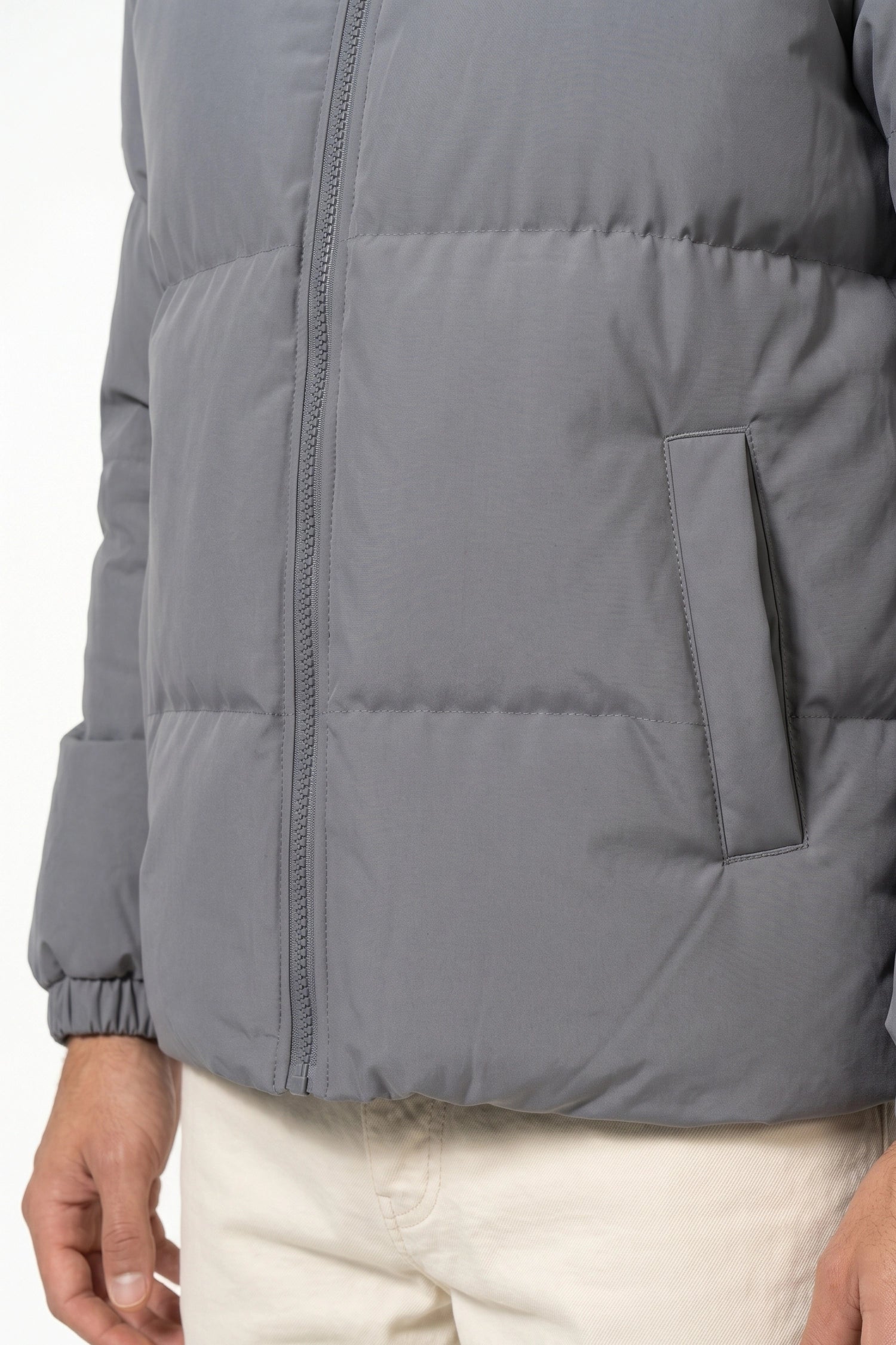 Men's Winter Warm Fleece Lined Puffer Jacket with Stand Collar